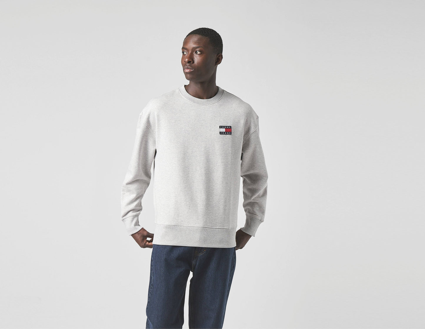 Tommy Jeans Badge Crew Sweatshirt, Light Grey
