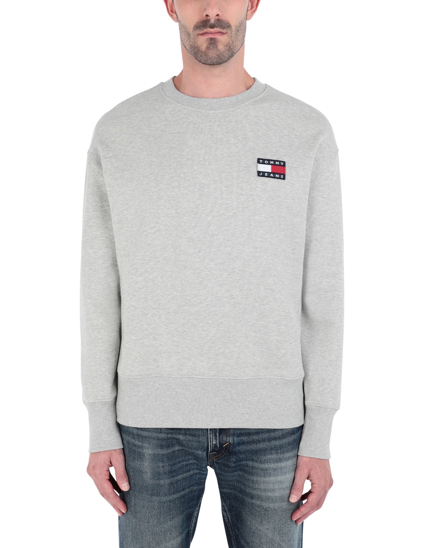Tommy Jeans Badge Crew Sweatshirt, Light Grey