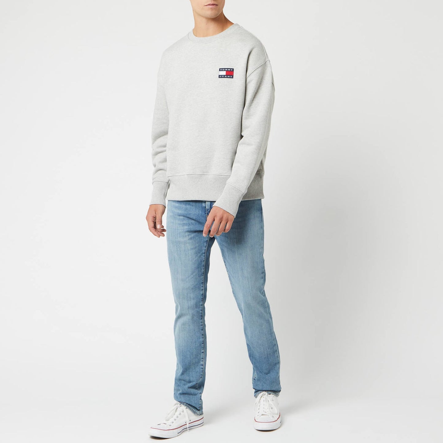 Tommy Jeans Badge Crew Sweatshirt, Light Grey
