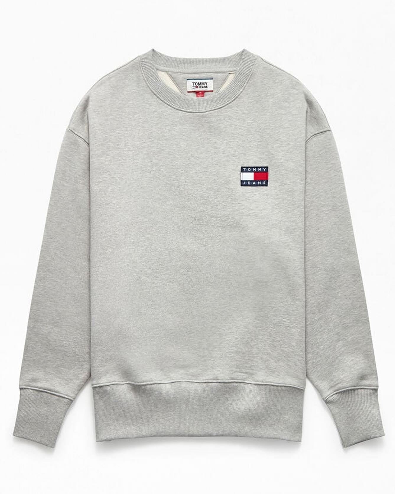 Tommy Jeans Badge Crew Sweatshirt, Light Grey