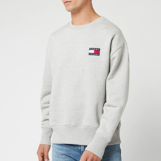 Tommy Jeans Badge Crew Sweatshirt, Light Grey