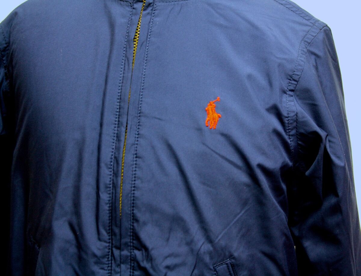 Polo Ralph Lauren Boys Navy Blue Jacket Red Pony, Logo Zipper NEW